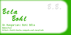 bela bohl business card